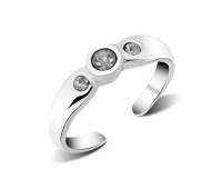 Three Stoned Silver Toe Ring TR-204